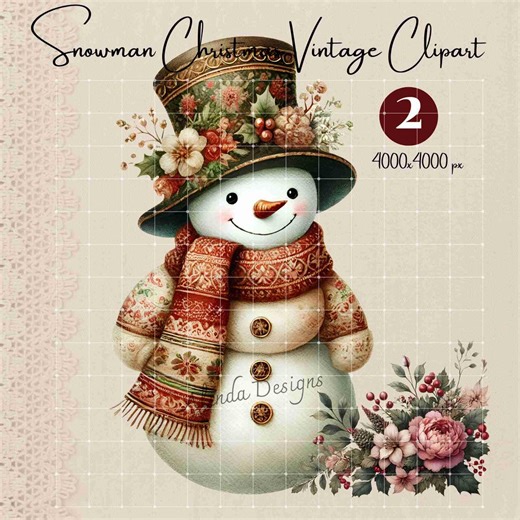 Vintage Snowman Christmas Clipart: Retro Holiday Illustrations (digital Download) - Etsy