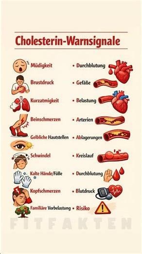 Cholesterin-Warnsignale, die du kennen musst – viele bleiben lange unbemerkt ⚠️🫀 #FitFakten