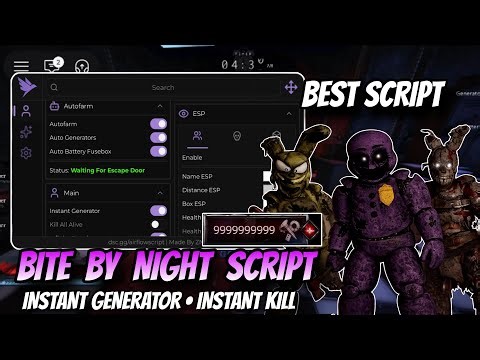 Bite By Night Script - NO KEY, Instant Generator, Instant kill, Auto Fusebox, God Mode, Auto Escape
