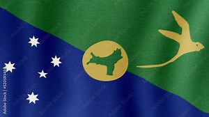 Animation of the national flag of the country of Christmas Island fluttering in the wind with a fabric texture in 4K