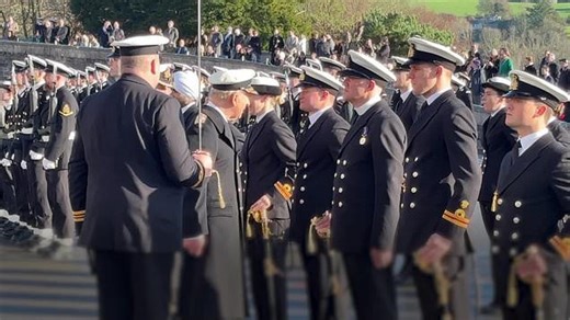 King inspects new Royal Navy officers in his role as Lord High Admiral