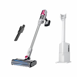 Shark Clean & Empty Cordless Stick Vacuum, Carpet & Hardfloors, Auto Empty Base, Self Cleaning Brushroll, 40 Mins Run Time, BU3120 White