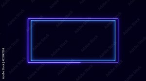 neon glowing frame background. Laser saber border animation repeated moves. Transparent background, abstract glowing neon rectangle frame animation background 4k