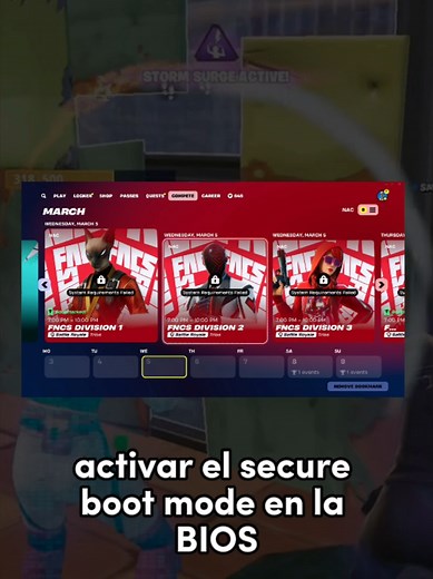 Activar Secure Boot en BIOS para Fortnite Torneos