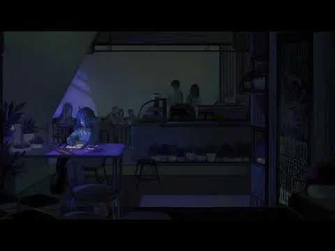 ASMR - Evening in a cozy Coffee Shop (soundscape) - with jazz music, rain, kitchen sounds...