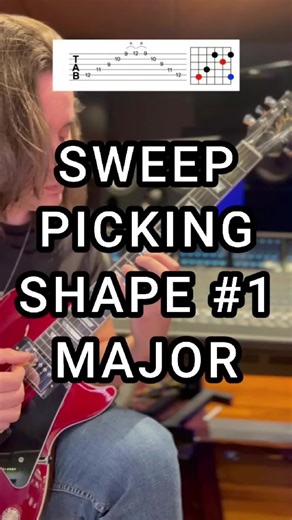 Learn sweep picking on guitar with this shape 1 major guitar lesson #sweeppicking #guitar #guitarist #guitarplayer #guitartok