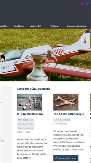 CLASSICPATTERN.COM, désormais disponible en français. Vous vous intéressez à l’histoire du modélisme aérien RC ? À partir d’aujourd’hui, notre site Classicpattern.com est disponible dans votre langue. Comptes rendus des championnats du monde, comptes rendus des compétitions TOC, modèles réduits RC1 / F3A / F3AX, anciens systèmes de commande à distance RC, propulsion des modèles réduits, comptes rendus de rencontres vintage et bien plus encore. Profitez-en ! Jetez un œil par vous-même : classicpa