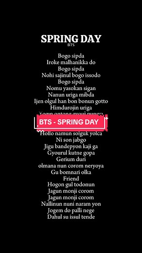 BTS Spring Day Lyrics Compilation