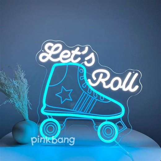 Vintage Roller Skate LED Neon Sign: Retro "let's Roll" Wall Decor - Etsy