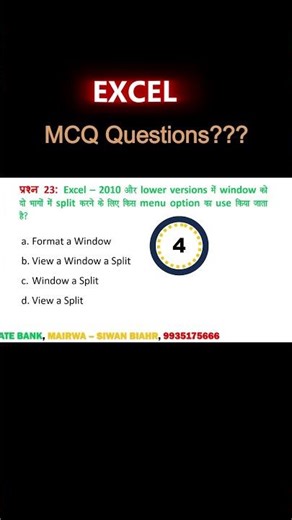 MCQ EXCEL 21 To 25
