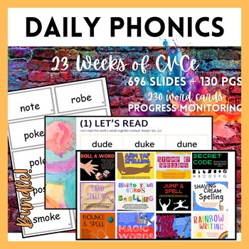 CVCe Daily Phonics | Google Slides   Word Card Activities BUNDLE