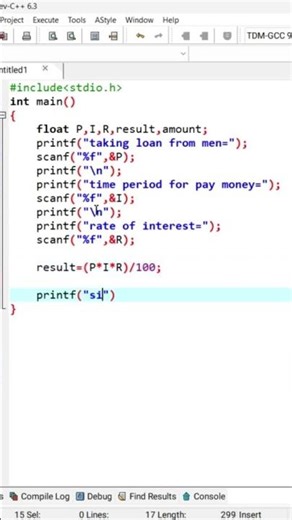 simple interest program in c programing language