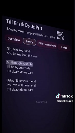 Till Death Do Us Part Lyrics - White Lion