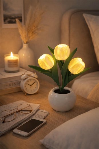 Lampe Tulipe LED Rouge | Lampe Fleur Décorative | Lampe D’ambiance Romantique | Décoration Chambre & Salon | Idée Cadeau Unique - Etsy