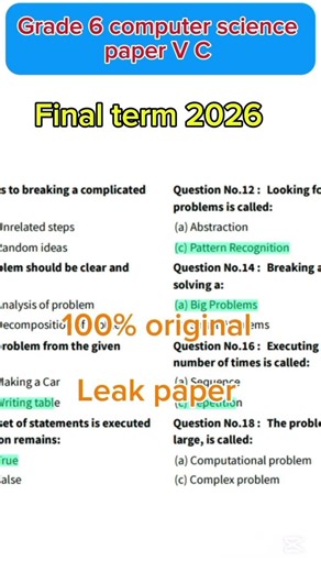 Grade 6 Computer Science School Based Assessment 2026 – Final Term / Annual Term Paper (Version C).