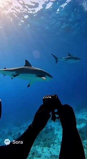 Two Great White Sharks Underwater | Real GoPro Ocean Footage