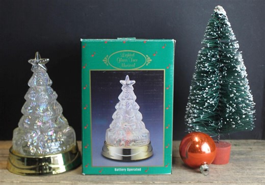 Vintage Musical Lighted Glass Christmas Tree - Changes Colors - Etsy