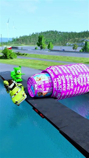 Funny Cars Crossing Bollard Pothole vs Car #719 - BeamNG.Drive