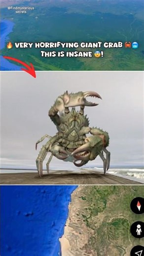 🔥I Found Very Horrifying Giant Crab 🦀 in real On Google Earth 🌍! #shorts #findmysterioussecrets