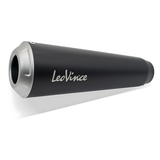LeoVince GP ONE silencer with approval, black stainless steel for Royal Enfield Hunter 350 Model Year 2022 - 2024 E5 / Model Year 2025 - 2026 E5+ | Heavy Tuned: Cheap spareparts for Scooter, Bikes, Motorcycles & Vespa
