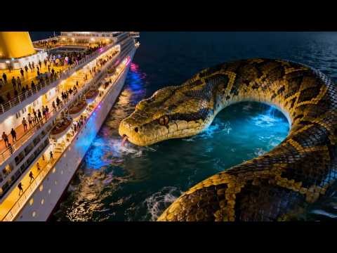 The young man was celebrating wildly, unaware that a giant python was silently approaching.