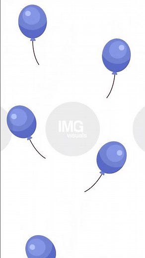 Blue balloons rising freely 2D vertical animation