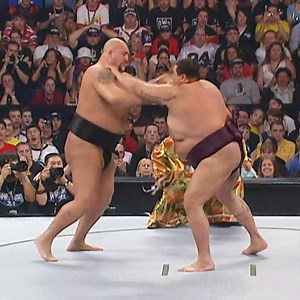 Behold the first-ever sumo wrestling match at #WrestleMania! | WWE