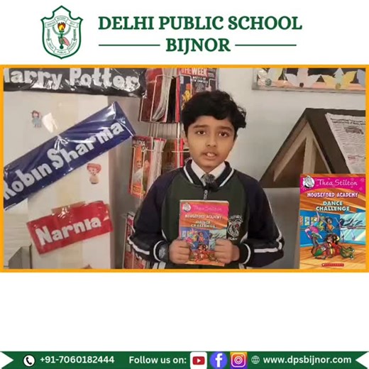 Delhi Public School, Bijnor on Instagram: "Books open minds, and young readers open the future.” Ch Prabeer Atalwa of Grade V-A, Delhi Public School, Bijnor shared a wonderful book review for the Mouseford Academy Dance Challenge. His confidence, clear expression, and love for reading reflect curiosity, creativity, and a strong learning spirit. Keep exploring the world of books and ideas 🌟📚 #DPSBijnor #BookReview #YoungReader #LearningJourney"