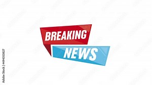 4K Video of Breaking News Concept Sign of main news with animated banners title bars background. Breaking news headline minimalistic design element. Isolated Breaking News Signboard Animation.