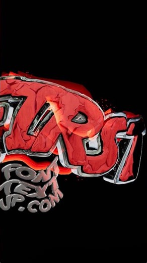 3D Font Molten Graffiti Text: FIRS in 3D — Lava + Chrome Effect #3dtext #design #fontstyle #logo #3d