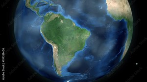 Zooming through space to a country on the globe in South America animation - Chile - Image Courtesy of NASA