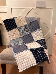 Handmade Cotton Rag Quilt, Soft Throw Blanket - Etsy