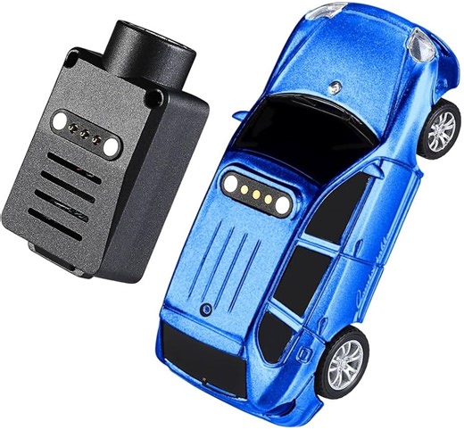 Hot Wheels Teleguidé Mini FPV RC Car With Camera, 1:64 Scale WL App-Controlled WiFi Remote Blue Car Model, 720P HD Real-Time Video, 3-Speed Modes, LED Lights, Gyro Sensor, Great Gift For Adults Mini RC Car