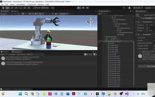 带有Matlab控制的Parol6机械臂Unity模拟仿真