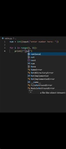 printing table using for loop - python