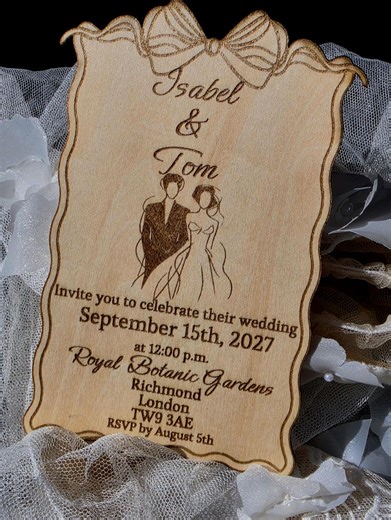 Wooden Rustic Wedding Invitation, Wedding Invitations With Envelopes, 10cmx15cm - Etsy