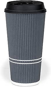 To Go Coffee Cups With Lids - 22 oz Disposable Coffee Cup With Lid. Large Togo Travel Paper Ripple Hot Cups Insulated For Hot, Cold Beverage Drinks, No Sleeves Needed (25, Dusk Grey)