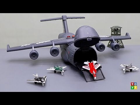 C5 Galaxy Big Plane Transports Jet Fighter Planes | Toy Unboxing and Play