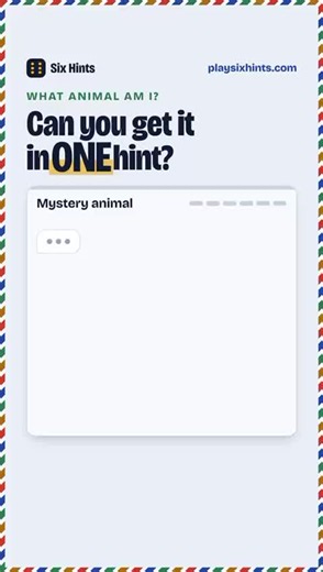 Can you get it in ONE hint? 👀 Comment how many you needed 👇 I made a free guessing game with a new mystery every day: playsixhints.com #guessinggame #animalfacts #trivia #quiz
