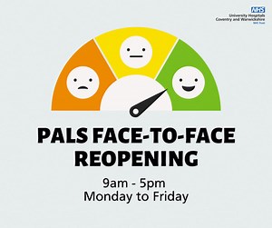Our Patient Advice and Liaison Service (PALS) office is re-opening today for face-to face appointments and will be open from 9am to 5pm, Monday to Friday. PALS are here to provide advice and support to our patients and their relatives and carers. If you’d like to speak to PALS please visit our PALS Centre at University Hospital, Coventry. Appointments are also available by request at the main reception at the Hospital of St. Cross, Rugby. Alternatively you contact PALS by calling 0800 028 4203 o