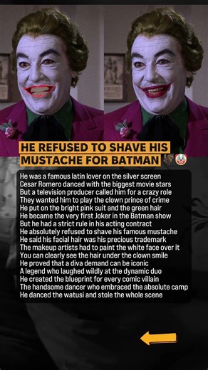 Cesar Romero Refused To Shave His Mustache