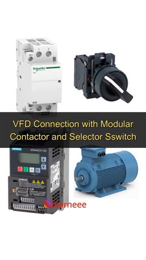 Learn EEE™ on Instagram: "Variable frequency drive connection with modular contactor and selector switch... Share or tag to your friends 📲 Follow @learneee for more technical stuff . . . #learneee #electrician #electrical #electricalengineering #electricalengineer"