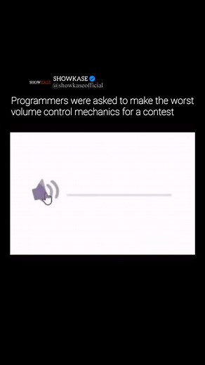 Showkase on Instagram: "In June 2017, a bored programmer on Reddit (r/ProgrammerHumor) challenged others to design the worst volume controls. It quickly turned into a viral, informal “contest” where developers submitted hilariously unusable sliders and UIs. DM for credits or removal no copyright intended. All rights and credits reserved to the respective owners. #funny #funnyreels #funnyvideos #reels #reelsfunny #interesting #interestingfacts #fact programmer"