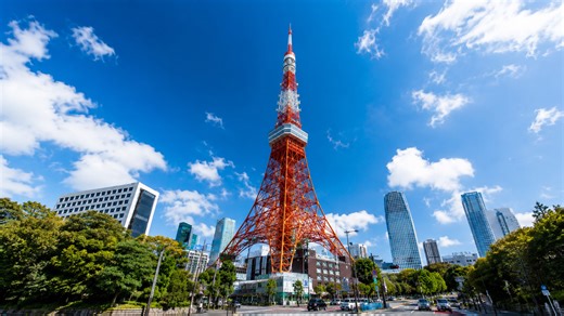 Tokyo Tower rising above the modern city skyline