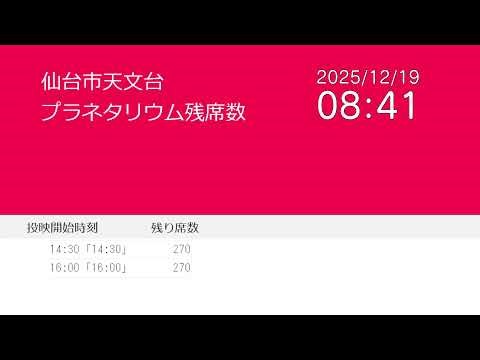 仙台市天文台【プラネタリウム残席数】