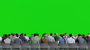 Download group of people sitting on chair in rear view for  seminar,green screen background 3d animation. for free