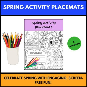 Spring Activities Placemats | Spring Math and Literacy Centers | No Prep Sheets