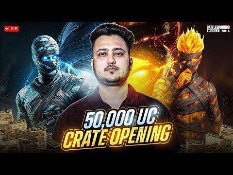 50,000 UC GLACIER MUMMY SET CRATE OPENING AT 2K LIKES, BGMI HACKER GAMEPLAY LIVE!