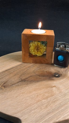Flower Epoxy Candle Holder Making | Çiçekli Epoksi Mumluk Yapımı #epoxy #woodworking