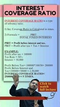 INTEREST COVERAGE RATIO | SOLVENCY RATIOS | IMPORTANT QUESTIONS I CLASS-12 ACCOUNTS BOOK-3